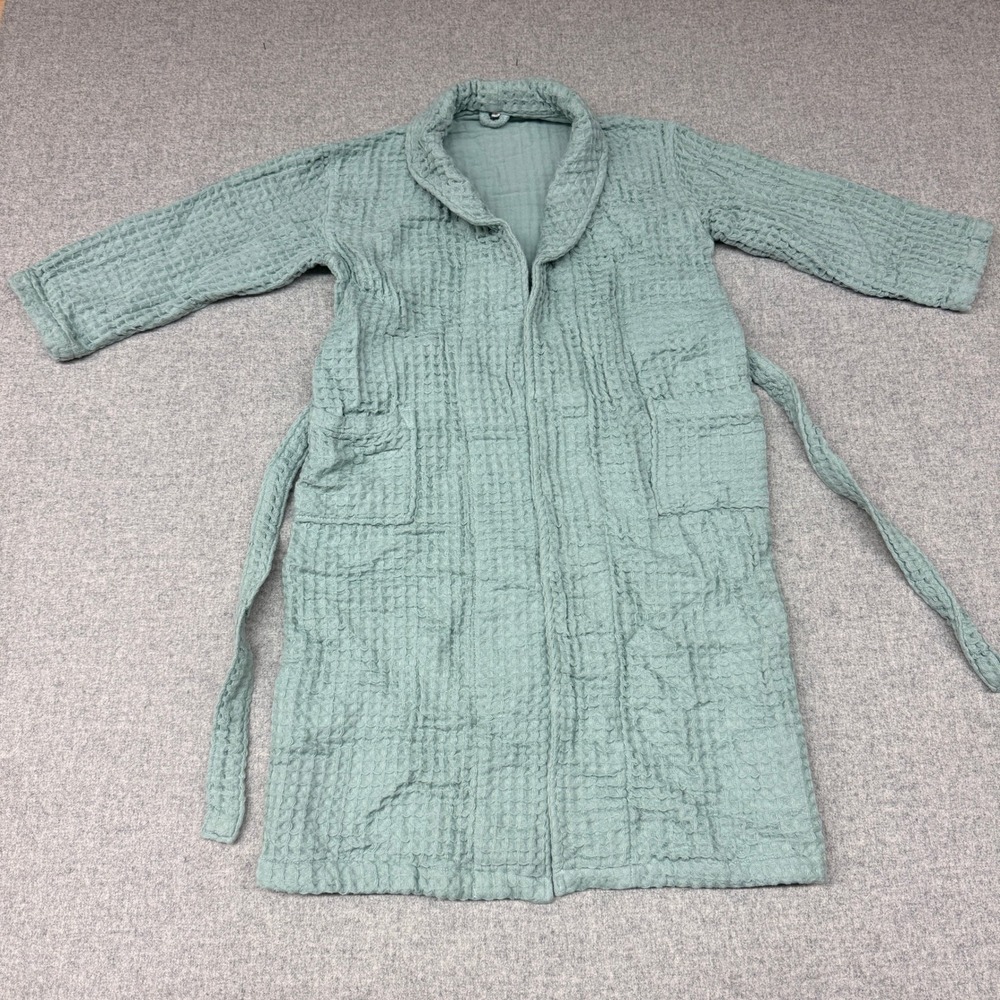 Unbranded Waffle Weave Robe Medium Sage Green Cotton Loungewear Spa Bathrobe Bel